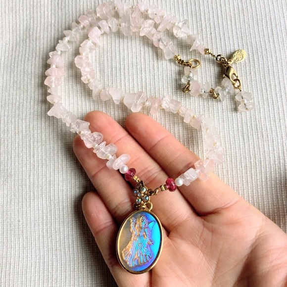 Kirks Folly Jewelry - Vintage Kirks Folly Fairy Godmother Aurora Borealis Pink Quartz Crystal Necklace